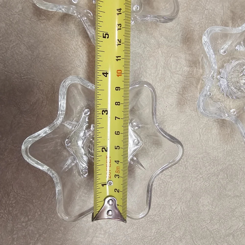 Clear Star-Shaped Glass Candle Holders Set Of 3